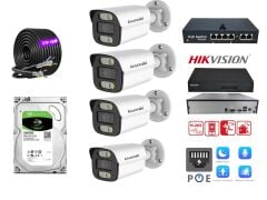 4’lü 5MP IP Kamera Seti | PoE | Hikvision NVR | İç/Dış Mekan | Gece Görüş | Ses Kayıt | Mobil İzleme | 500GB HDD