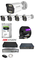 5'li 5MP (4K) IP Kamera Seti | PoE | Hikvision NVR | İç/Dış Mekan | Gece Görüş | Ses Kayıt | Mobil İzleme 2TB HDD Full Set