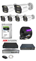 6'lı 5MP IP Kamera Seti | PoE | Hikvision NVR | İç/Dış Mekan | Gece Görüş | Ses Kayıt | Mobil İzleme 1TB HDD Full Set