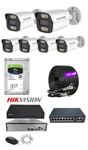6'lı 5MP IP Kamera Seti | PoE | Hikvision NVR | İç/Dış Mekan | Gece Görüş | Ses Kayıt | Mobil İzleme 1TB HDD Full Set