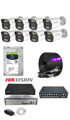 8'li 5MP (4K) IP Kamera Seti | PoE | Hikvision NVR | İç/Dış Mekan | Gece Görüş | Ses Kayıt | Mobil İzleme 2TB HDD Full Set