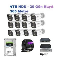 12'li 5MP IP Kamera Seti | PoE | Hikvision NVR | İç/Dış Mekan | Gece Görüş | Ses Kayıt | Mobil İzleme 4TB HDD Full Set