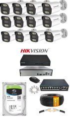 12'li 5MP (4K) IP Kamera Seti | PoE | Hikvision NVR | İç/Dış Mekan | Gece Görüş | Ses Kayıt | Mobil İzleme 6TB HDD Full Set