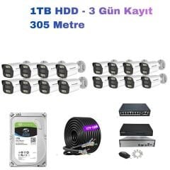 16'li 5MP (4K) IP Kamera Seti | PoE | Hikvision NVR | İç/Dış Mekan | Gece Görüş | Ses Kayıt | Mobil İzleme 1TB HDD Full Set