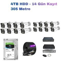 16'lı 5MP PoE IP Kamera Seti | Hikvision NVR | Ses Kayıtlı | 4TB HDD | Metal Kasa 3.6mm İç/Dış Ortam | Gece Görüş | Mobil İzleme