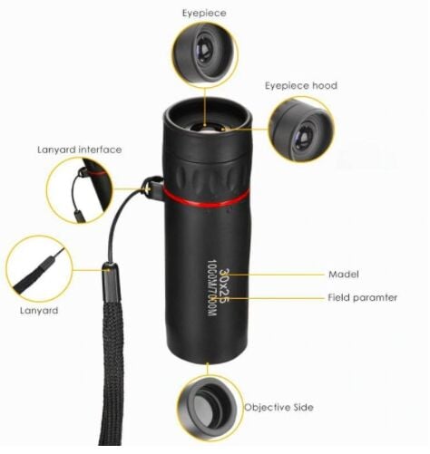 Monocular Dürbün 30*25 Tek Göz Optik Zoom Teleskop 7x Binocular