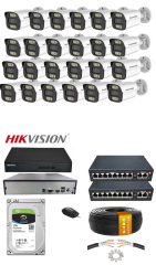 24'lü 5MP (4K) IP Kamera Seti | PoE | Hikvision NVR | İç/Dış Mekan | Gece Görüş | Ses Kayıt | Mobil İzleme 1TB HDD Full Set