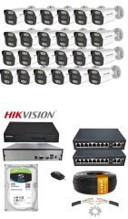 24'lü 5MP (4K) IP Kamera Seti | PoE | Hikvision NVR | İç/Dış Mekan | Gece Görüş | Ses Kayıt | Mobil İzleme 6TB HDD Full Set