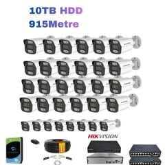24'lü 5MP IP Kamera Seti Bakır CAT6 Kablo | PoE | Hikvision NVR | İç/Dış Mekan | Gece Görüş | Ses Kayıt | Mobil İzleme 10TB HDD Full Set