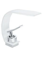 Şelale Lavabo Banyo Bataryası Pirinç Beyaz Musluk