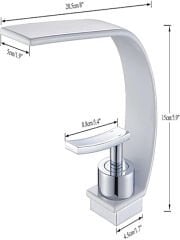 Şelale Lavabo Banyo Bataryası Pirinç Beyaz Musluk