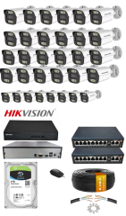 32'li 5MP (4K) IP Kamera Seti | PoE | Hikvision NVR | İç/Dış Mekan | Gece Görüş | Ses Kayıt | Mobil İzleme 6TB HDD Full Set