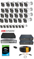32’li 5MP IP Kamera Seti | PoE | Hikvision NVR | İç/Dış Mekan | 10TB HDD Bakır Kablo Full Sistem