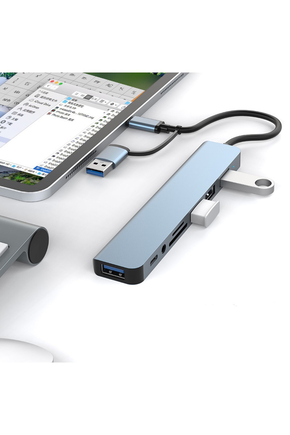 7 In 1 Usb ve Type-c To Usb A + Type-C Usb 3.0 Çevirici Adaptör Çok Portlu Çoklayıcı Usb Hub