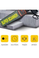 Super Scanner MD-3003B1 El Tipi Güvenlik Üst Arama Dedektörü 9V Pil Dahil