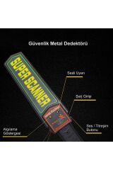 Super Scanner MD-3003B1 El Tipi Güvenlik Üst Arama Dedektörü 9V Pil Dahil