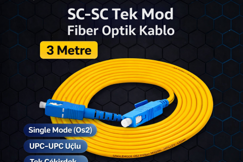 Fiber Optik 3 Metre Patch Kablo Sc-Sc Sm Patchcord Single Mode 2.0mm 9/125 OS2 Tek Çekirdek EV-OFİS internet bağlantısı için