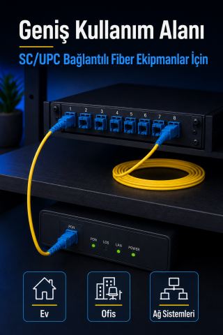 Fiber Optik 3 Metre Patch Kablo Sc-Sc Sm Patchcord Single Mode 2.0mm 9/125 OS2 Tek Çekirdek EV-OFİS internet bağlantısı için