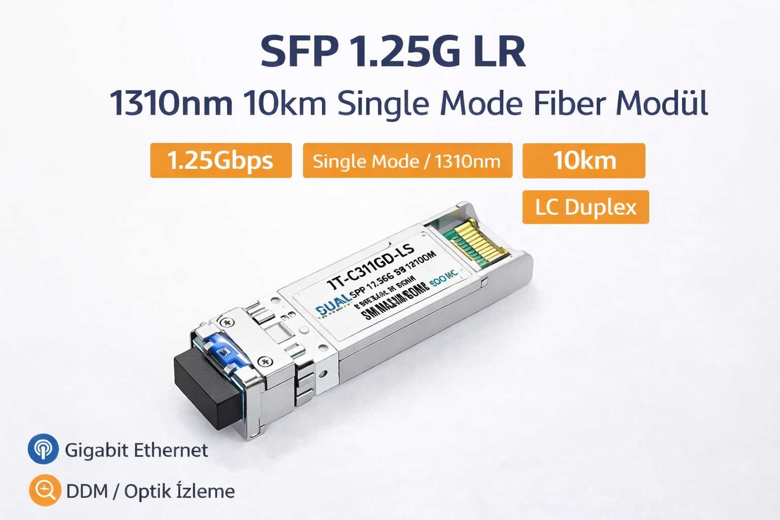 SFP 1.25G LR 1310nm 10km Single Mode Fiber Optik Modül (JT-C311GD-L1S)