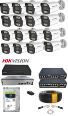 16'li 5MP (4K) IP Kamera Seti | PoE | Hikvision NVR | İç/Dış Mekan | Gece Görüş | Ses Kayıt | Mobil İzleme 2TB HDD Full Set