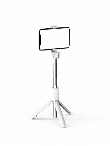 2in1 Masüstü Işıklı Tripod Bluetooth Kumandlı Selfie Çubuğu Ios ve Android Uyumlu Beyaz