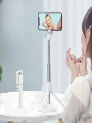 2in1 Masaüstü Kumandalı Tripod ve Taşınbilir Selfie Çubuğu 70cm Ios ve Android Uyumlu Beyaz
