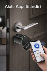 TTLock Akıllı Kapı Kilidi Elektronik Silindir Şifreli Kartlı Mobil APP Bluetooth Smart Lock Siyah