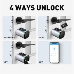 TTLock S1 Akıllı Kapı Kilidi Elektronik Silindir Şifreli Kartlı Mobil APP Bluetooth Smart Lock Gri