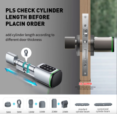 TTLock S1 Akıllı Kapı Kilidi Elektronik Silindir Şifreli Kartlı Mobil APP Bluetooth Smart Lock Gri