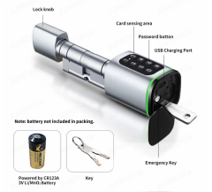 TTLock S1 Akıllı Kapı Kilidi Elektronik Silindir Şifreli Kartlı Mobil APP Bluetooth Smart Lock Gri