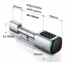 TTLock S1 Akıllı Kapı Kilidi Elektronik Silindir Şifreli Kartlı Mobil APP Bluetooth Smart Lock Gri