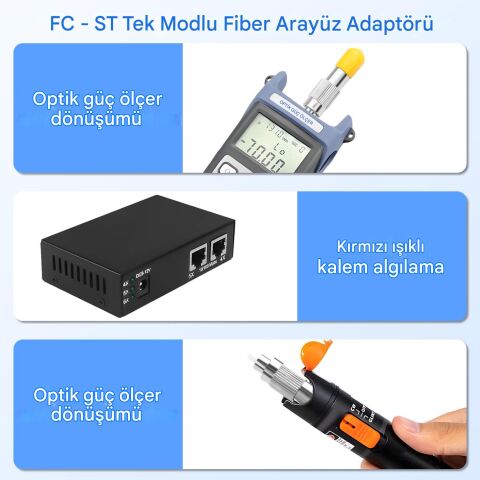 FC to ST Fiber Optik Adaptör Single Mode 9/125μm Dönüştürücü FC/UPC Erkek ST/UPC Dişi Çevirici