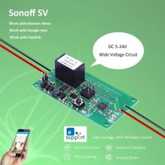Sonoff SV 5V-24V Güvenli Gerilim WiFi Kablosuz Anahtarı Akıllı Ev APP Kontrol Modülü