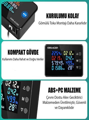 Kws-Ac301 100A Voltmetre Ampermetre Wattmetre 50–300V Kapalı Transformatör
