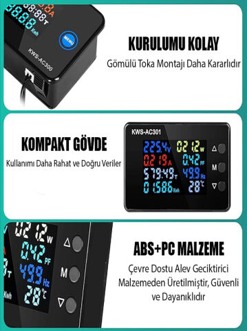 Kws-Ac301 100A Voltmetre Ampermetre Wattmetre 50–300V Kapalı Transformatör