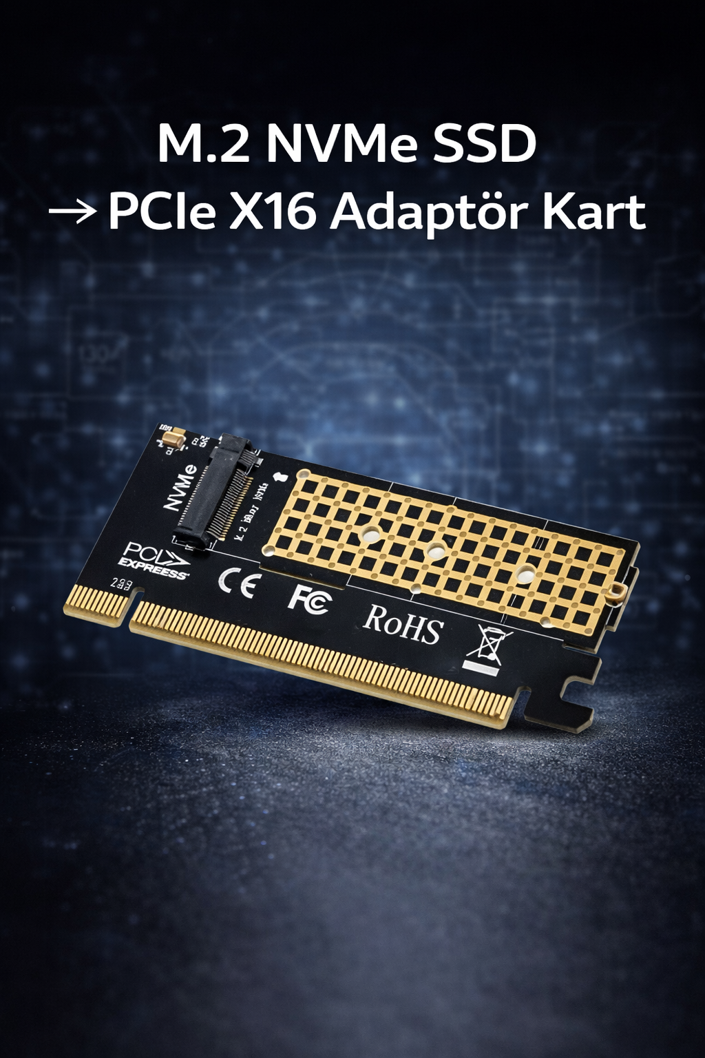 M.2 Nvme Ssd Ngff To Pcie 3.0 X16 Adaptör M-Key Genişletme Kartı Çevirici Dönüştürücü