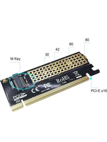 M.2 Nvme Ssd Ngff To Pcie 3.0 X16 Adaptör M-Key Genişletme Kartı Çevirici Dönüştürücü