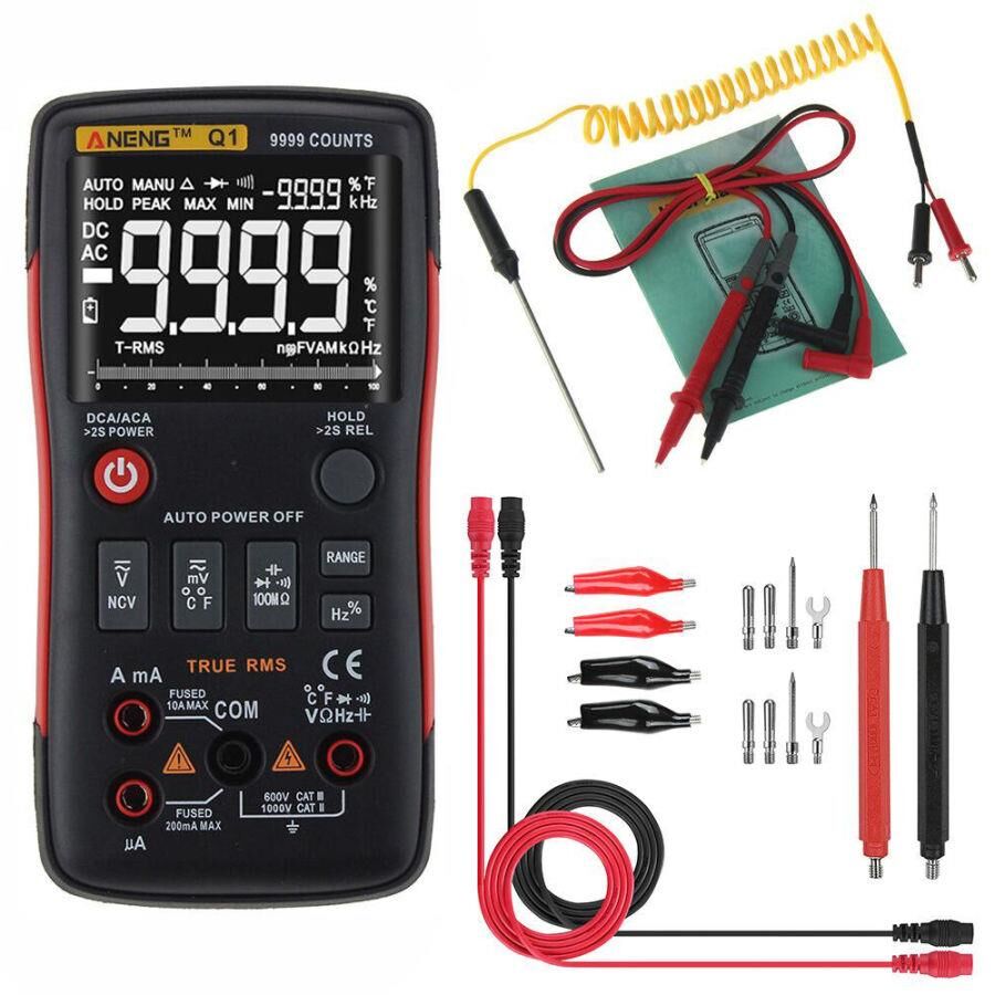 ANENG Q1 Dijital Multimetre 9999 Analog Tester True RMS Transistör Kapasitör NCV LCR Metre Ölçüm