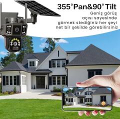 Solar Kamera Wifi v380 Pro Güneş Enerjili 10x Zoom 6MP 2 Lens Alarm Ses Akıllı Wifi Güvenlik Kamera