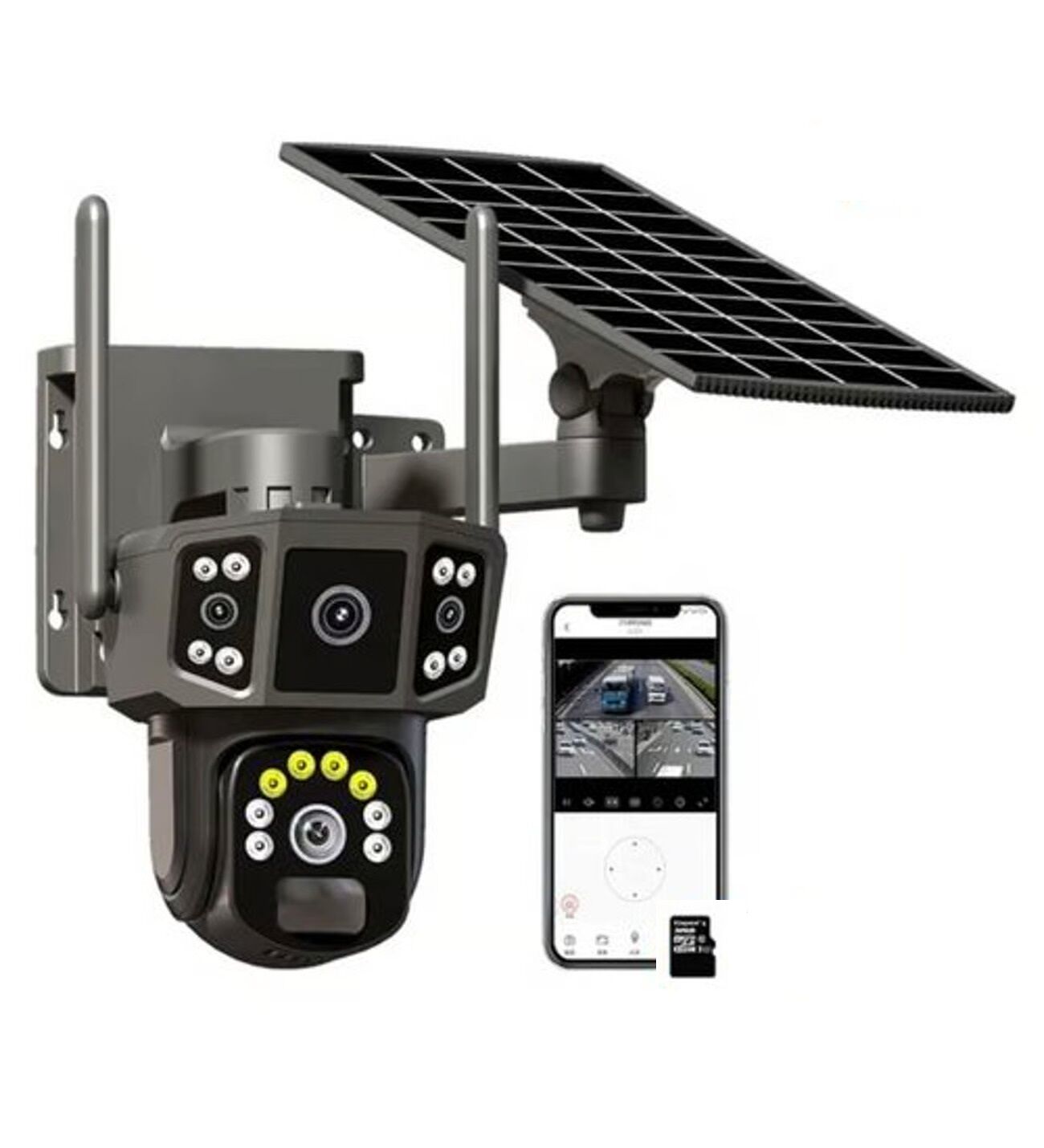 Solar Kamera Wifi v380 Pro Güneş Enerjili 10x Zoom 6MP 2 Lens Alarm Ses Akıllı Wifi Güvenlik Kamera