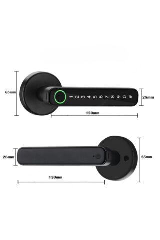 Akıllı Kapı Kolu TTLock Z3 Siyah Şifreli Kartlı Mobil Uygulama PVC Alüminyum Ahşap Uyumlu Parmak İzi