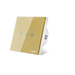 ALFA Touch Siyah Kristal Led Panel Üç Tuşlu Dokunmatik Duvar Gold Işık Anahtarı Komütatör