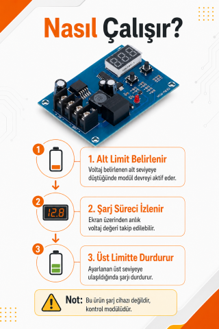 HCW-M632 Akıllı Şarj Kontrol Devresi 12V 24V Jel Akü Lityum Batarya Uyumlu