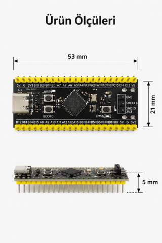 STM32F411CEU6 Black Pill Geliştirme Kartı Type-C ARM Cortex-M4 100MHz 512KB STM32 Development Board