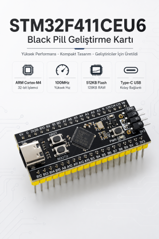 STM32F411CEU6 Black Pill Geliştirme Kartı Type-C ARM Cortex-M4 100MHz 512KB STM32 Development Board