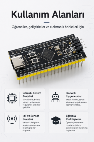 STM32F411CEU6 Black Pill Geliştirme Kartı Type-C ARM Cortex-M4 100MHz 512KB STM32 Development Board