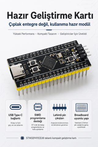 STM32F411CEU6 Black Pill Geliştirme Kartı Type-C ARM Cortex-M4 100MHz 512KB STM32 Development Board
