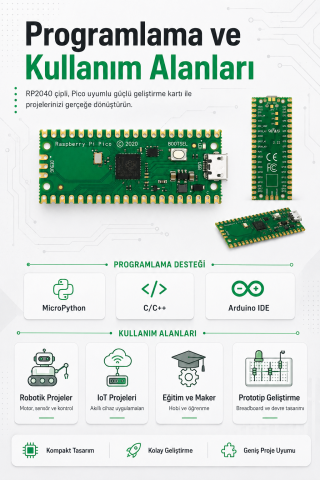 RP2040 Raspberry Pi Pico Uyumlu Geliştirme Kartı Micro USB Mikrodenetleyici Modül
