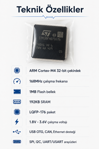 STM32F407IGT6 Mikrodenetleyici Entegre ARM Cortex-M4 168MHz 1MB Flash LQFP-176 SMD IC
