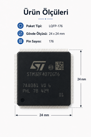 STM32F407IGT6 Mikrodenetleyici Entegre ARM Cortex-M4 168MHz 1MB Flash LQFP-176 SMD IC